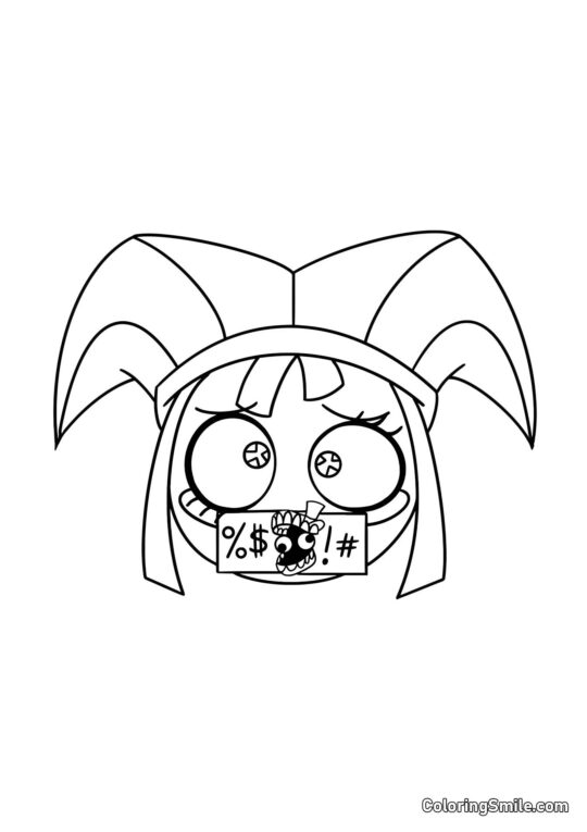 Pomni rügt - Ausmalbild