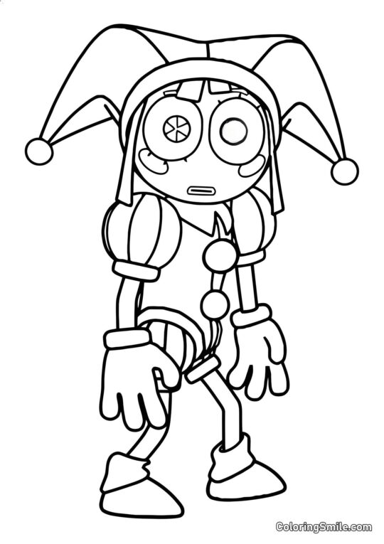 Pomni-Witz aus dem digitalen Kreis - Ausmalbild