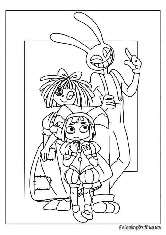 Pomni, Ragata und Jacks - Ausmalbild