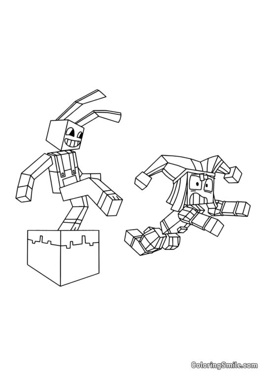 Pomni und Jacks im Maynkraft-Stil - Ausmalbild