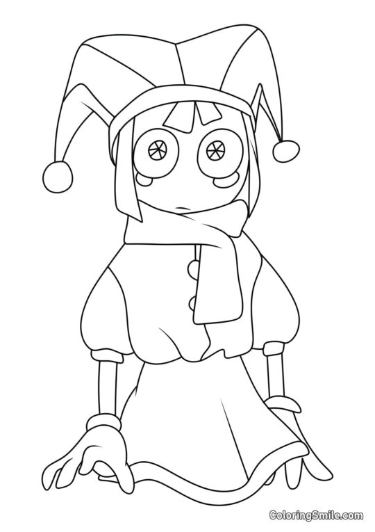 Pomni in einem Kleid - Ausmalbild