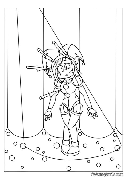 Pomni auf der Bühne - Ausmalbild