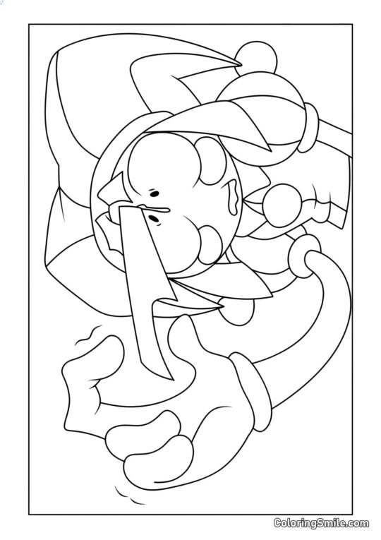 Pomni mit einem Messer im Kopf - Ausmalbild