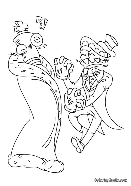 Koralle und Keyn tanzen - Ausmalbild