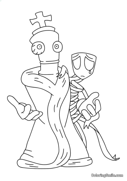 Koralle und Gangl aus dem erstaunlichen digitalen Kreis - Ausmalbild