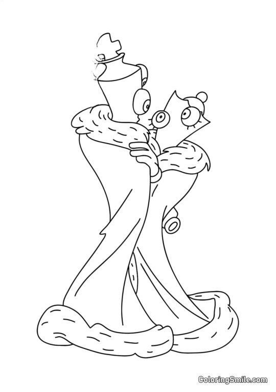 Koralle und Quineer tanzen - Ausmalbild