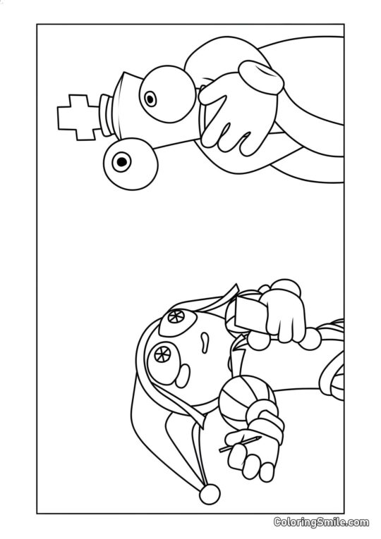 Pomni und Koralle - Ausmalbild