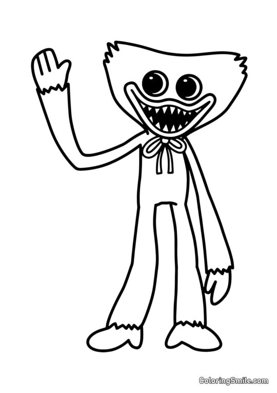 Monster Huggy Wuggy winkende Hand Monster Huggy Wuggy winkende Hand - Ausmalbild