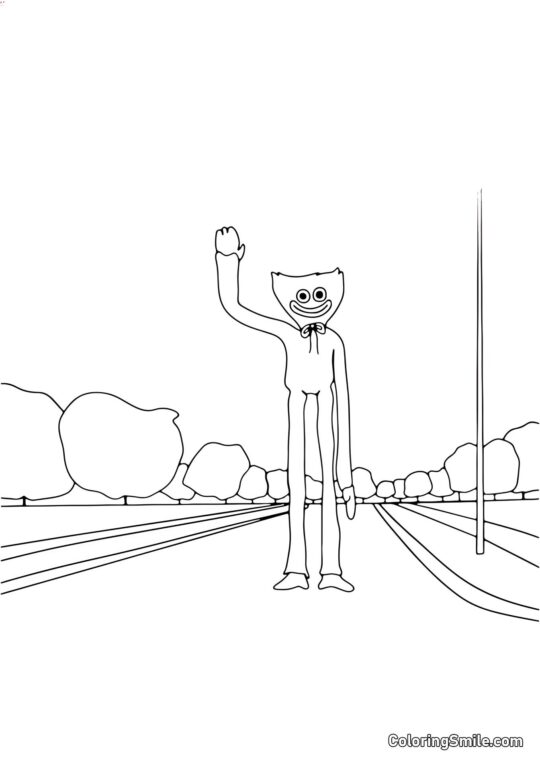 Huggy Wuggy auf der Straße Huggy Wuggy auf der Straße - Ausmalbild