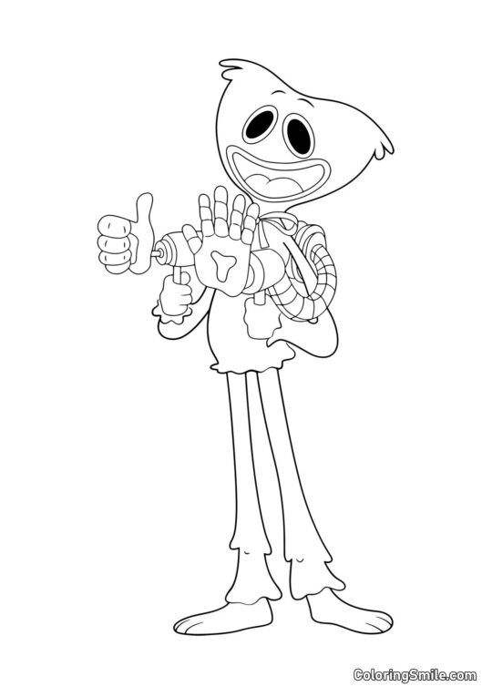 Huggy Wuggy mit Gamerhänden Huggy Wuggy mit Gamerhänden - Ausmalbild