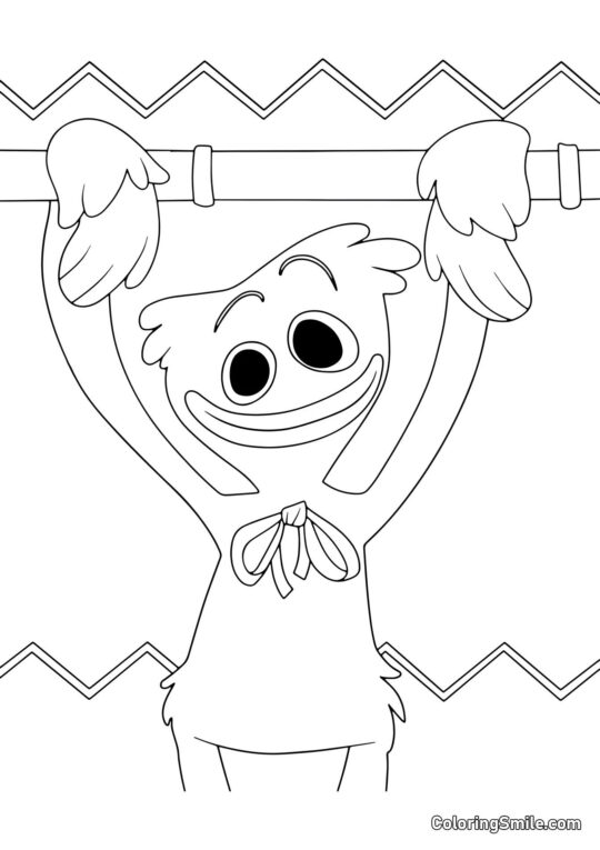 Huggy Wuggy hängt an einem Rohr Huggy Wuggy hängt an einem Rohr - Ausmalbild