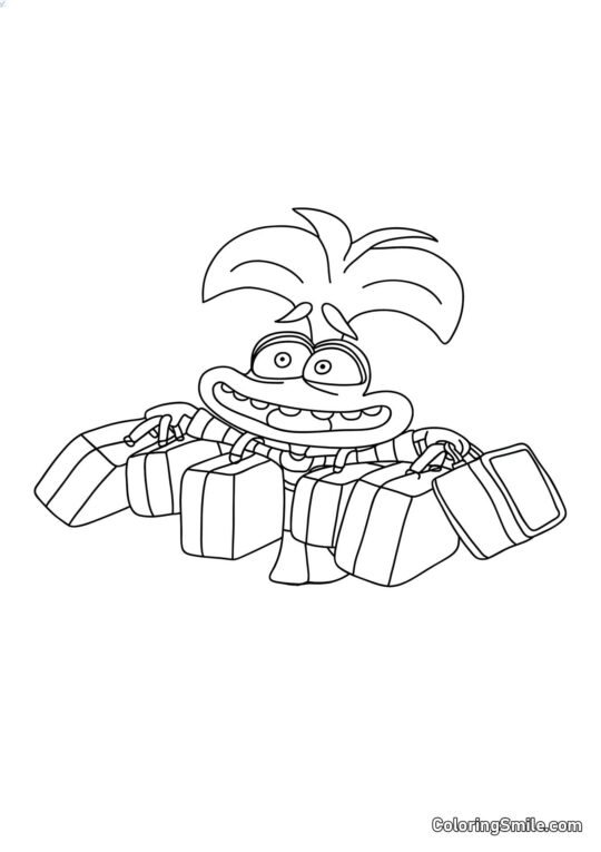 Angst mit Koffern - Ausmalbild