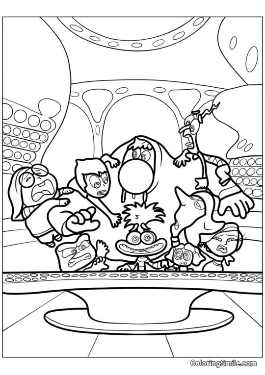 Emotionen Riley am Kontrollpult - Ausmalbild