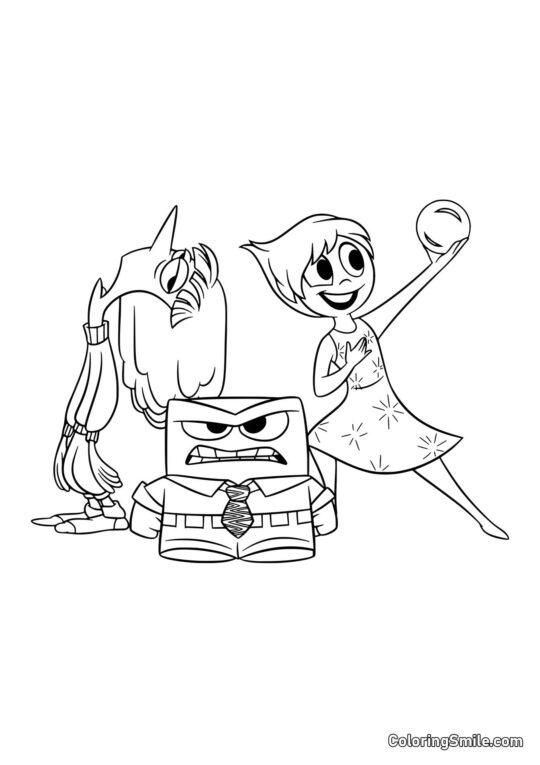 Emotionen Traurigkeit, Wut und Freude - Ausmalbild