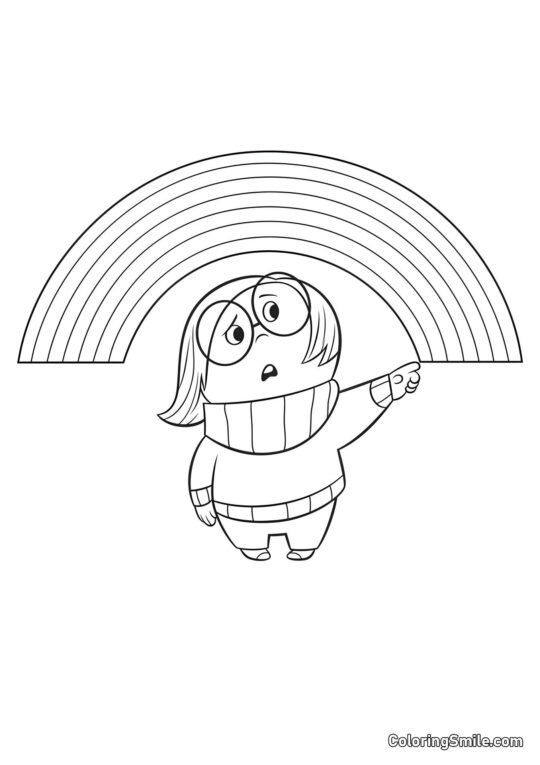 Traurigkeit und Regenbogen - Ausmalbild