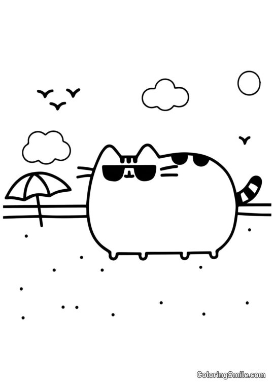 Pusheen die Katze mit Sonnenbrille Pusheen die Katze mit Sonnenbrille - Ausmalbild