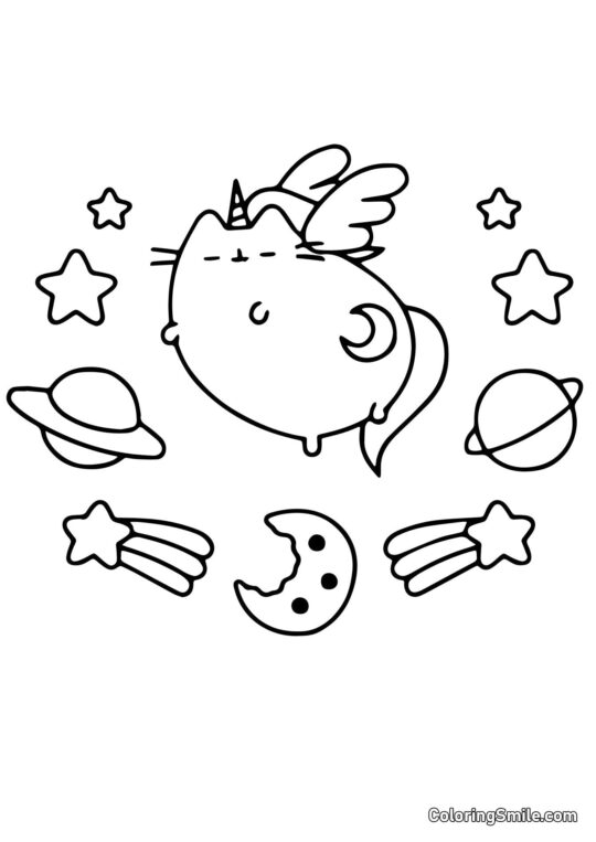 Einhorn Pusheen die Katze Einhorn Pusheen die Katze - Ausmalbild