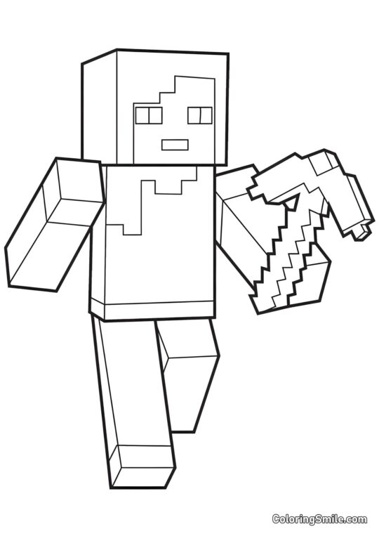 Alex mit Spitzhacke Alex mit Spitzhacke - Ausmalbild