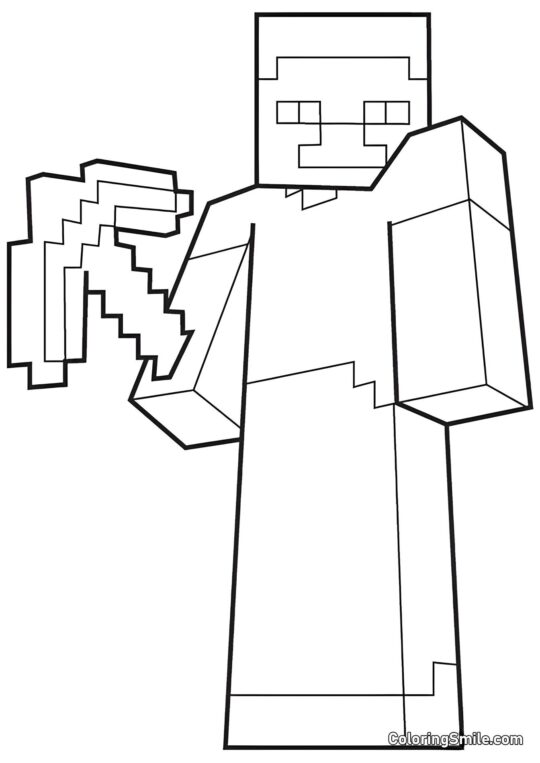 Spieler mit Spitzhacke Spieler mit Spitzhacke - Ausmalbild