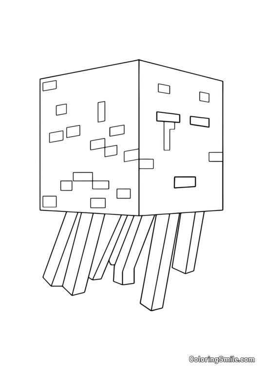 Feindlicher Ghast aus Minecraft Feindlicher Ghast aus Minecraft - Ausmalbild