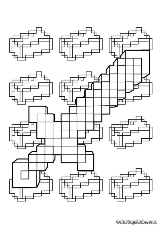 Anti-Stress Minecraft Schwert Anti-Stress Minecraft Schwert - Ausmalbild