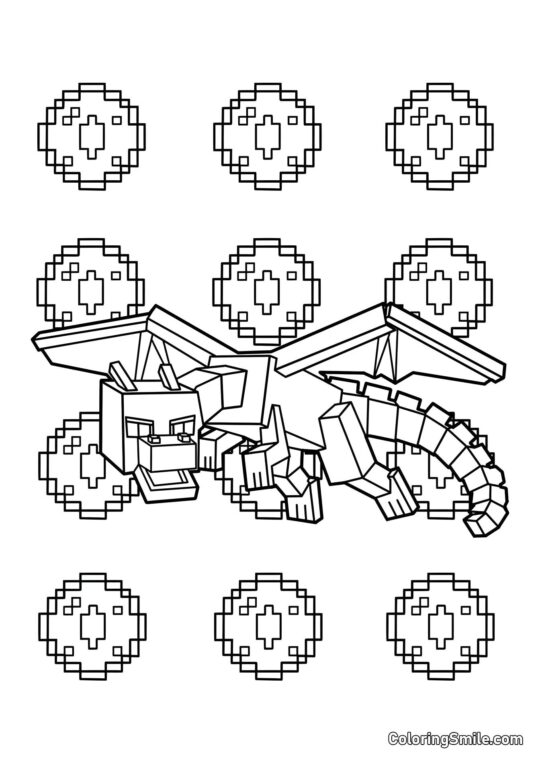 Minecraft schwarzer Drache Minecraft schwarzer Drache - Ausmalbild