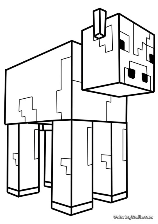 Minecraft Kuh Minecraft Kuh - Ausmalbild