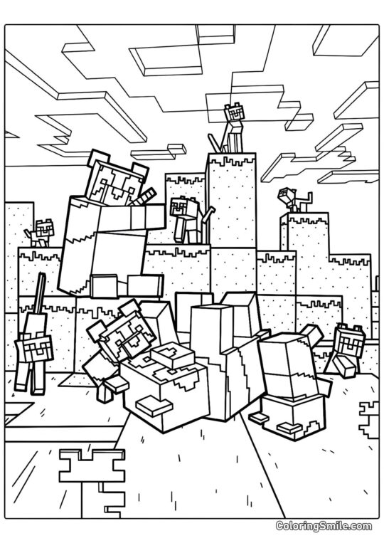 Minecraft Pandas und Kätzchen Minecraft Pandas und Kätzchen - Ausmalbild