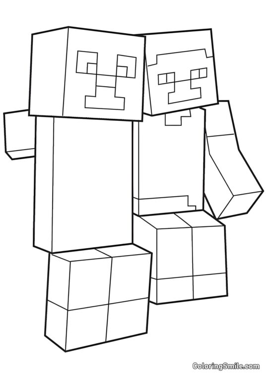 Creeper und Steve Creeper und Steve - Ausmalbild