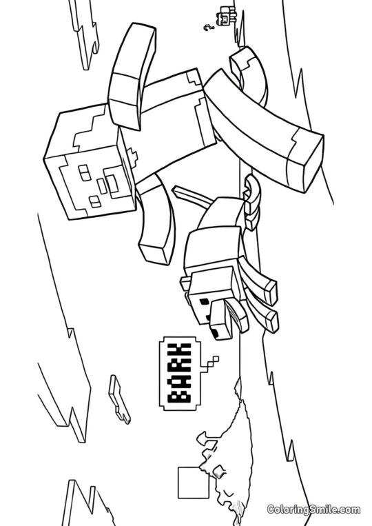 Steve mit Hund Steve mit Hund - Ausmalbild