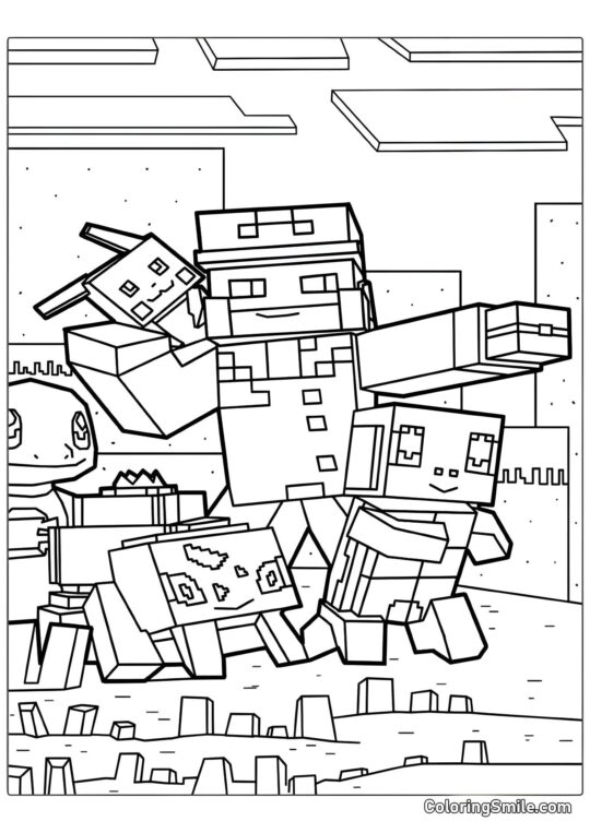 Pokémon im Minecraft-Stil Pokémon im Minecraft-Stil - Ausmalbild