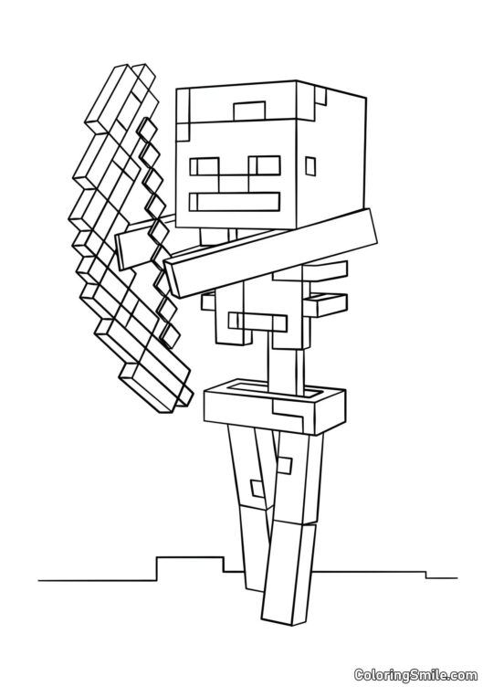 Skelett mit Bogen Skelett mit Bogen - Ausmalbild