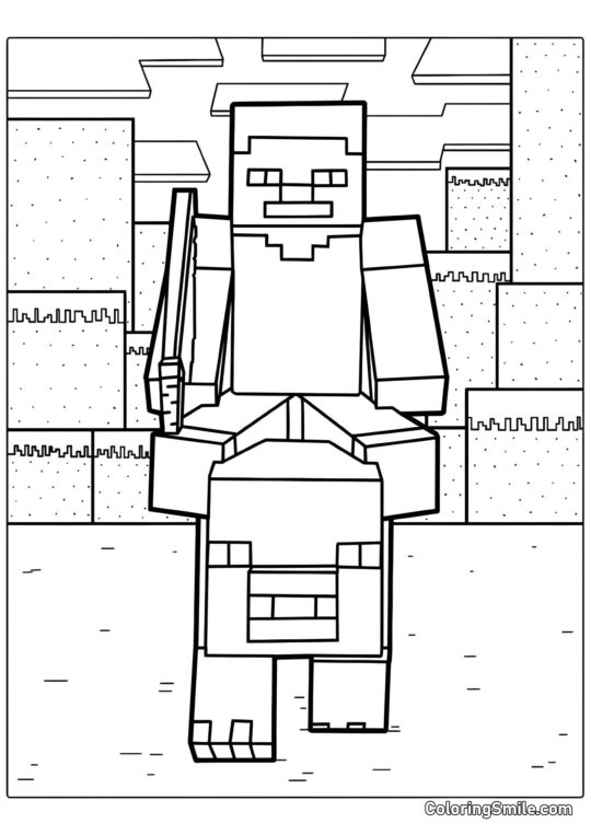 Steve reitet ein Schwein Steve reitet ein Schwein - Ausmalbild