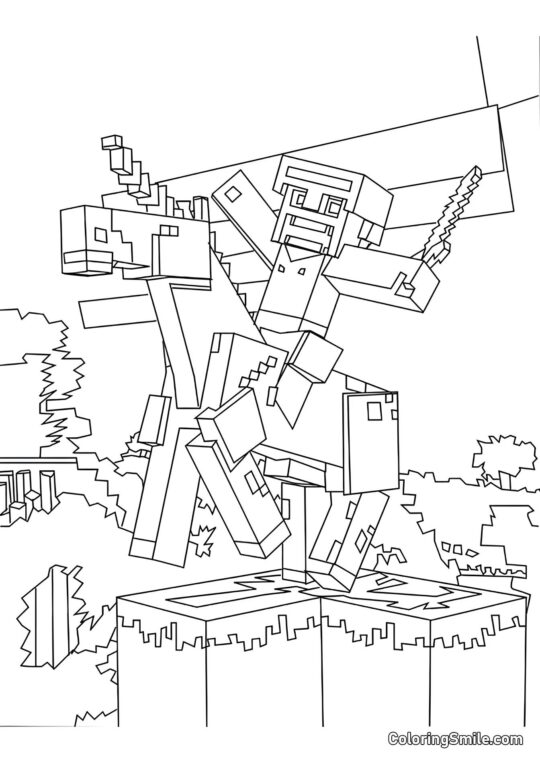Spieler auf Einhorn Spieler auf Einhorn - Ausmalbild