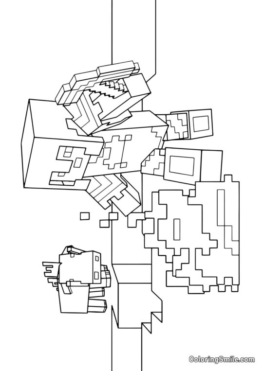 Steve macht ein Lagerfeuer Steve macht ein Lagerfeuer - Ausmalbild