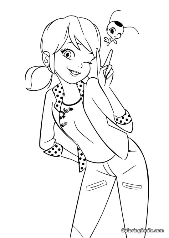 Marinette Dupain-Cheng mit Kwami - Ausmalbild