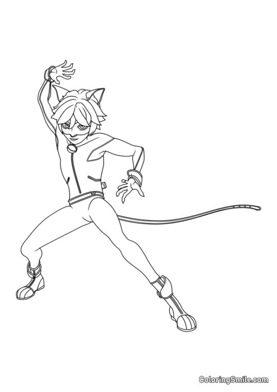 Cat Noir nutzt Cataclysm - Ausmalbild