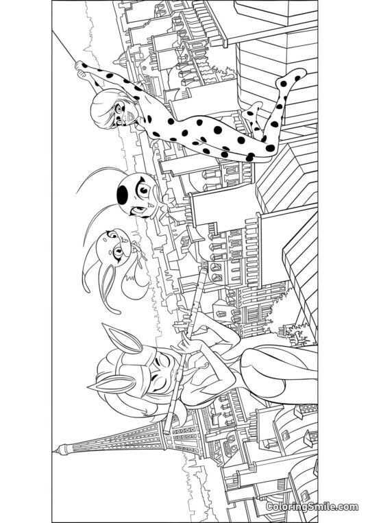 Marienkäfer und Rena Rouge - Ausmalbild