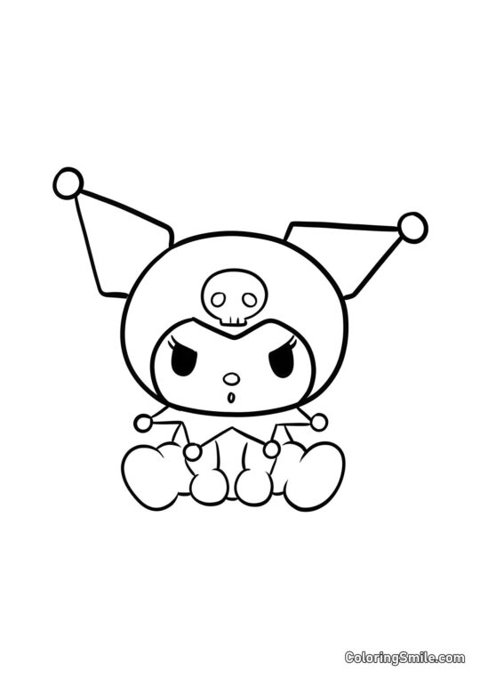 Kuromi sitzt - Ausmalbild