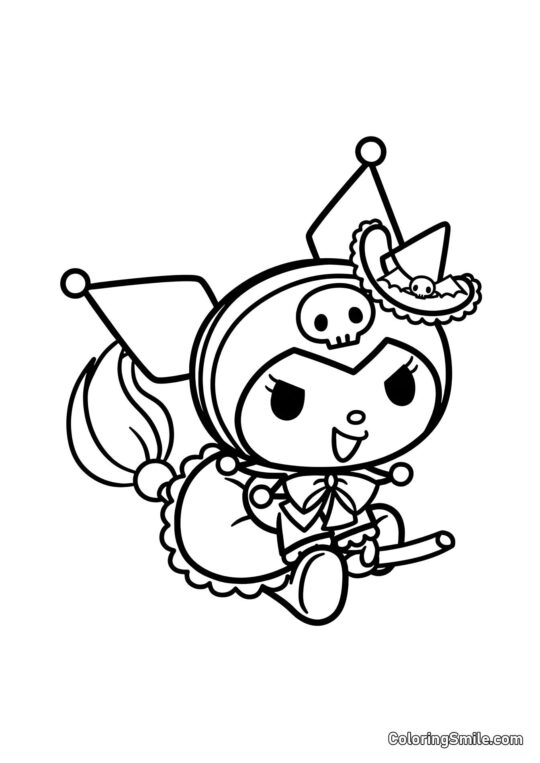 Kuromi im Hexenkostüm - Ausmalbild