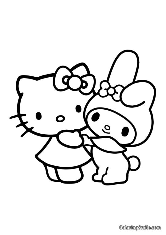 Hello Kitty und My Melody - Ausmalbild