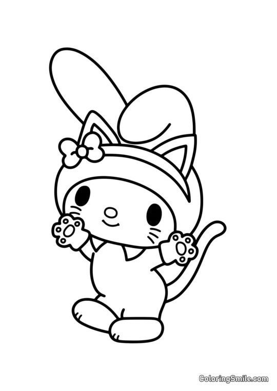 My Melody im Katzenkostüm - Ausmalbild