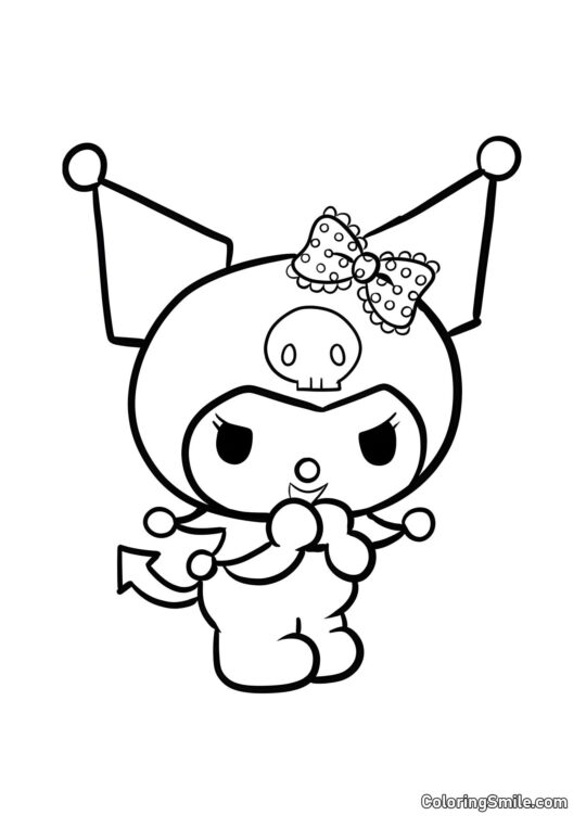 Kuromi mit Schleife - Ausmalbild