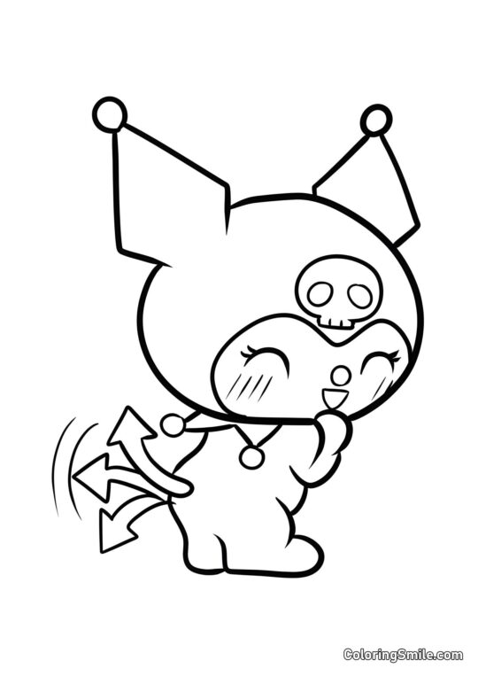 Kuromi wedelt mit dem Schwanz - Ausmalbild