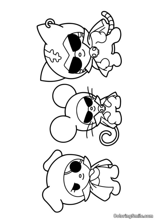 Wanmi, Chumi und Nyanni aus Kuromis Gang - Ausmalbild