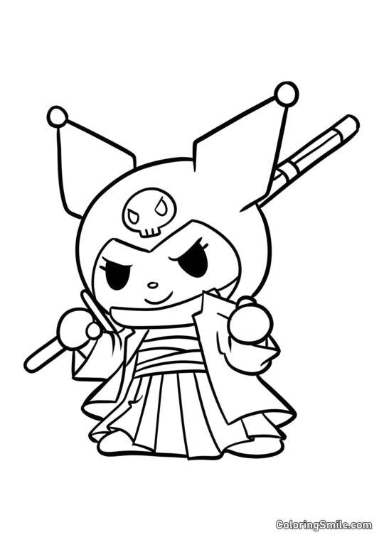 Kuromi im Samurai Kostüm - Ausmalbild