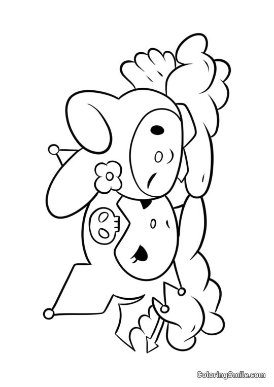 My Melody Engel umarmt Kuromi Teufel - Ausmalbild