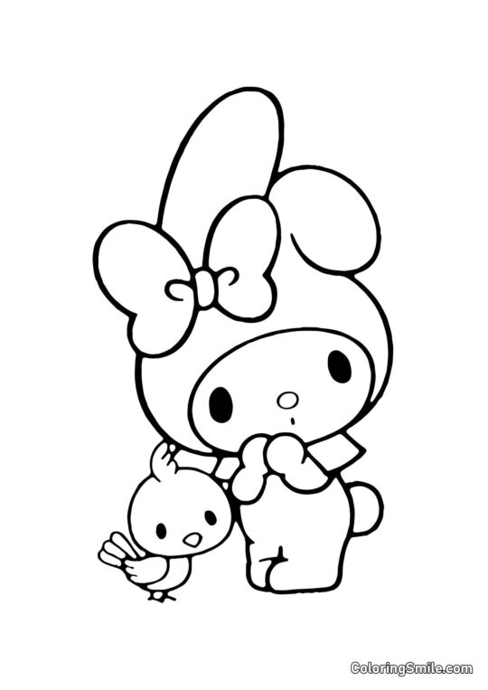 My Melody mit Vögelchen - Ausmalbild