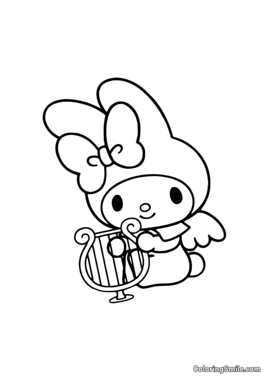 My Melody mit Harfe - Ausmalbild