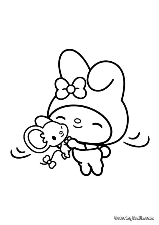 My Melody umarmt Fleta - Ausmalbild